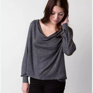 Free People Gray Cowl Neck Sweater